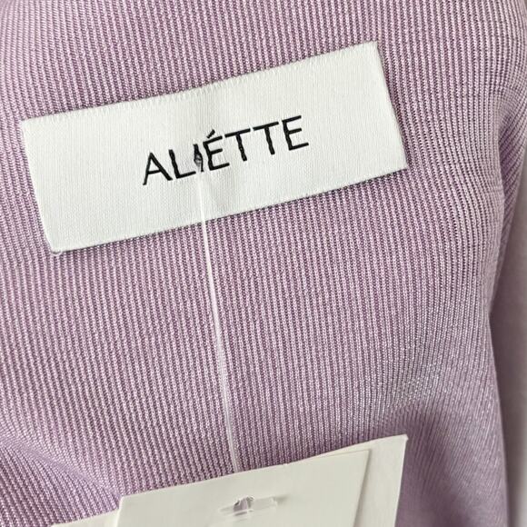 Aliette Ruched Long Sleeve Cowl Neck Midi Dress 2 Purple NWT - Picture 8 of 12